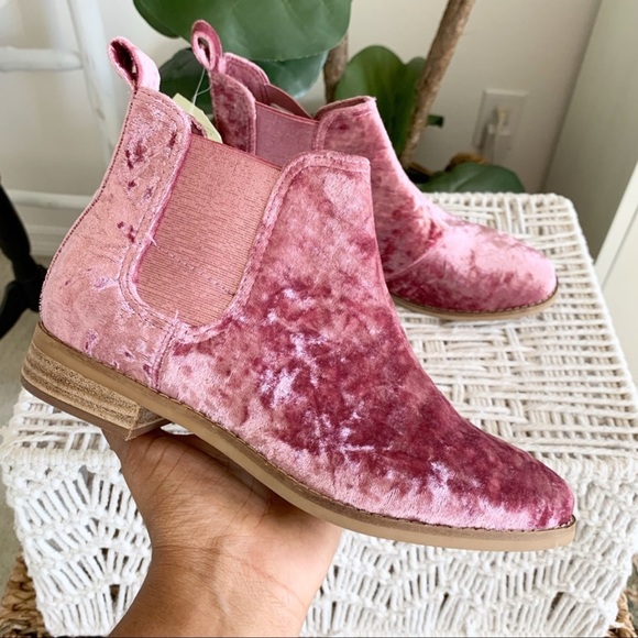 Toms Shoes - TOMS Ella Faded Rose Velvet Ankle Booties NWT
